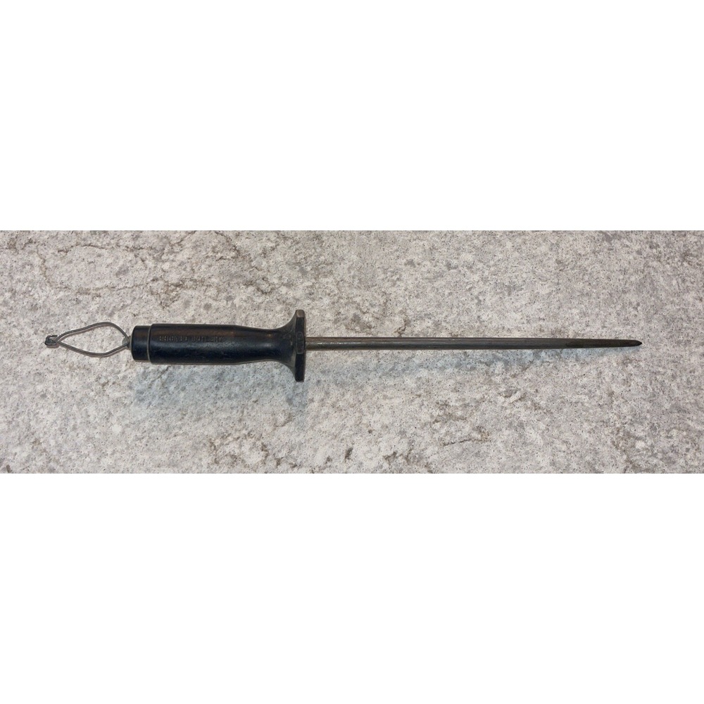 Vintage 15" Chicago Cutlery Knife Sharpener Honing Steel Rod Black Handle Read